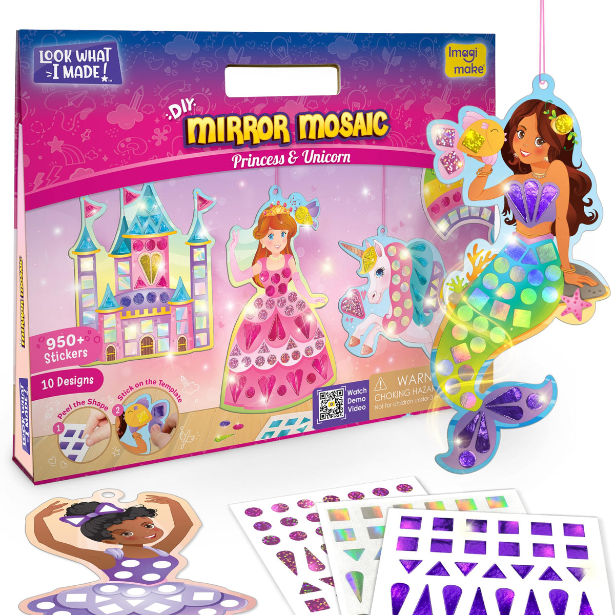 Imagimake Mirror Mosaic princess stickers add radiant sparkle to kids' crafts.