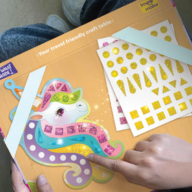 Imagimake Mirror Mosaic unicorn stickers brighten templates with shimmering rainbow effects for playful art sessions.