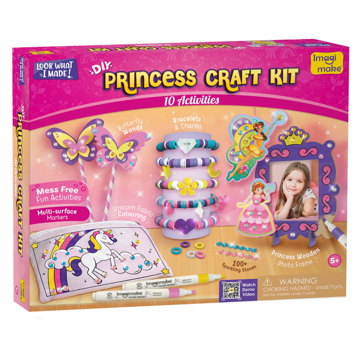 Imagimake Princess Craft Kit bracelet-making scene boosts creativity and fine motor skills.
