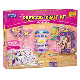 Imagimake Princess Craft Kit bracelet-making scene boosts creativity and fine motor skills.