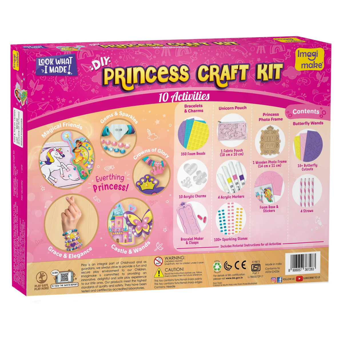 Imagimake Princess Craft Kit foam beads showcase tactile crafting and beadwork.