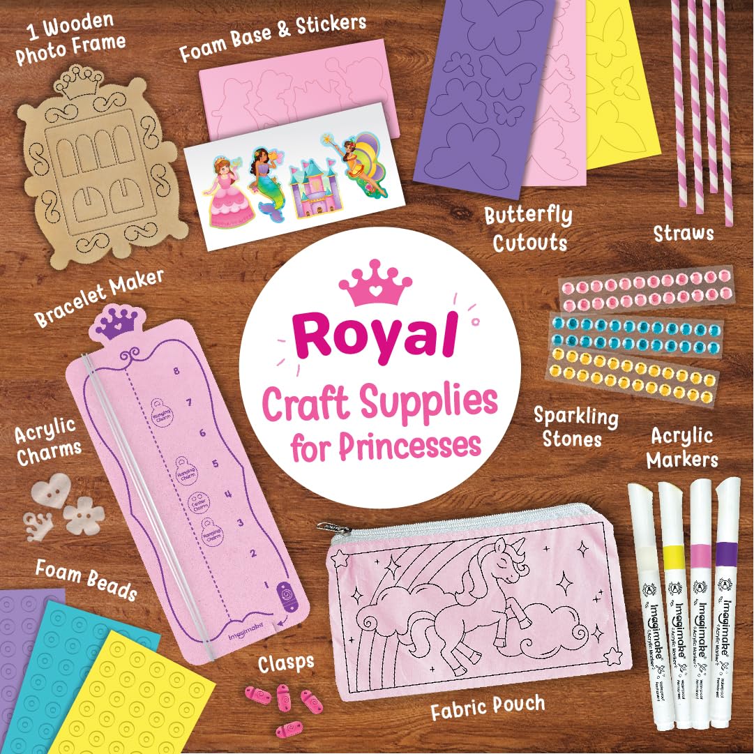 Imagimake Princess Craft Kit unicorn pouch display inspires imaginative play and style.