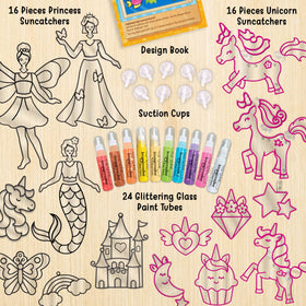 Imagimake Princess and Unicorn suncatchers kit pieces for colorful window displays.