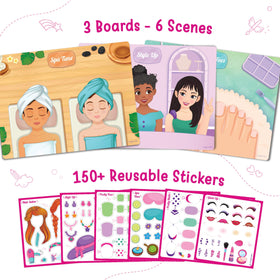 Imagimake Spa Time scene board with water-resistant stickers for calm pretend spa moments