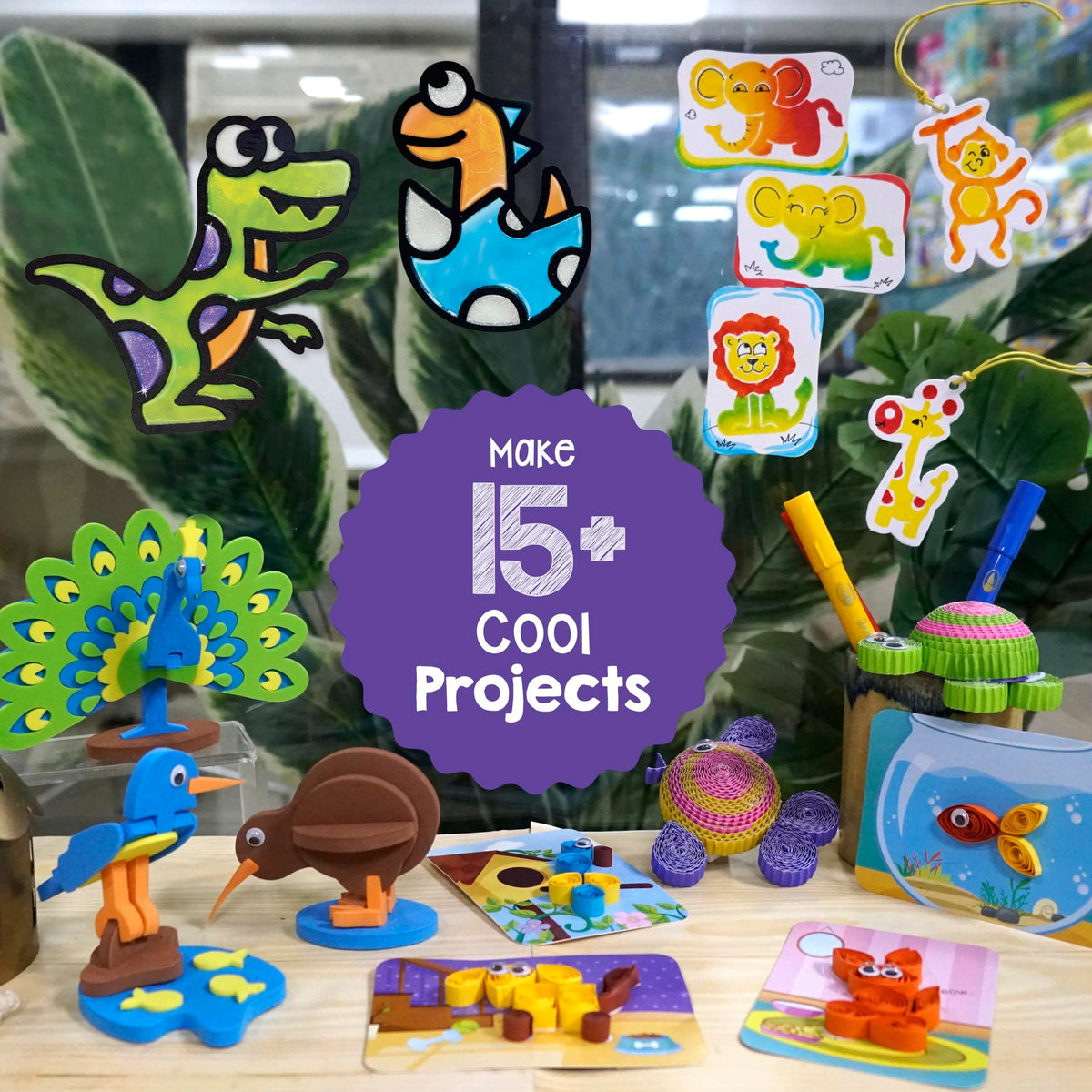 Imagimake stamp art activity with colorful stamps for creative shapes and patterns