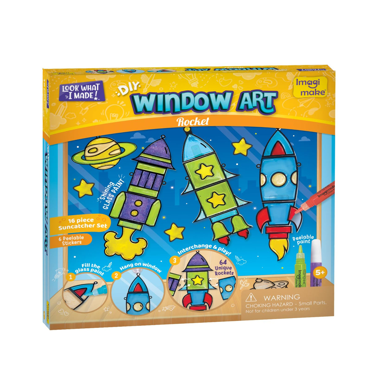 Imagimake suction cups let kids hang finished art on windows.