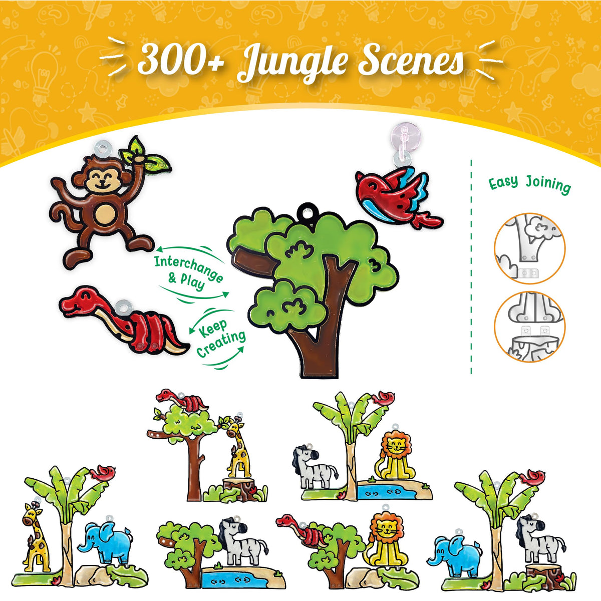 Imagimake Window Art Jungle glass paint tubes offer vivid color options.
