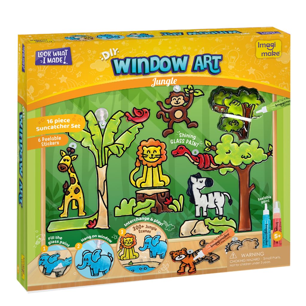 Imagimake Window Art Jungle piece 1 ready for glass painting to spark imagination.