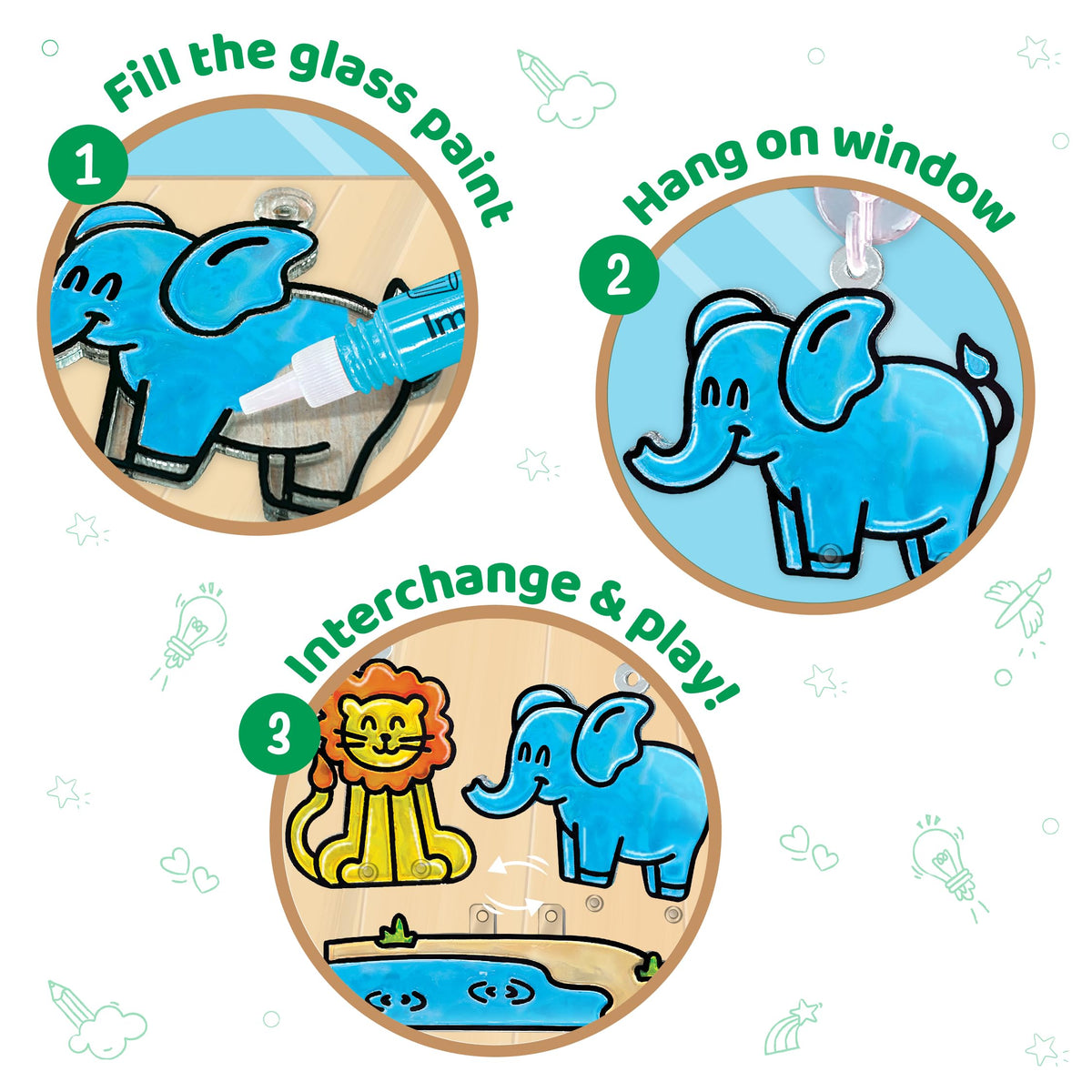 Imagimake Window Art Jungle peelable stickers for quick surface customization.