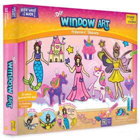 Imagimake Window Art Princess and Unicorn kit vibrant suncatchers brighten windows.