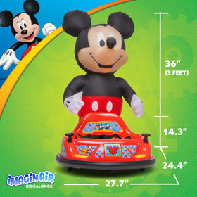 Imaginair 6V Mickey Mouse bumper car performs 360-degree spins for giggly steering.