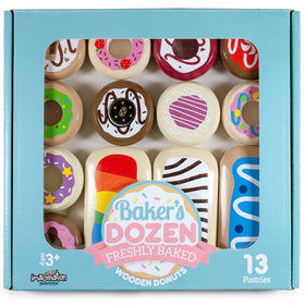 Imagination Generation Baker's Dozen wooden donuts collection for imaginative play and colorful design
