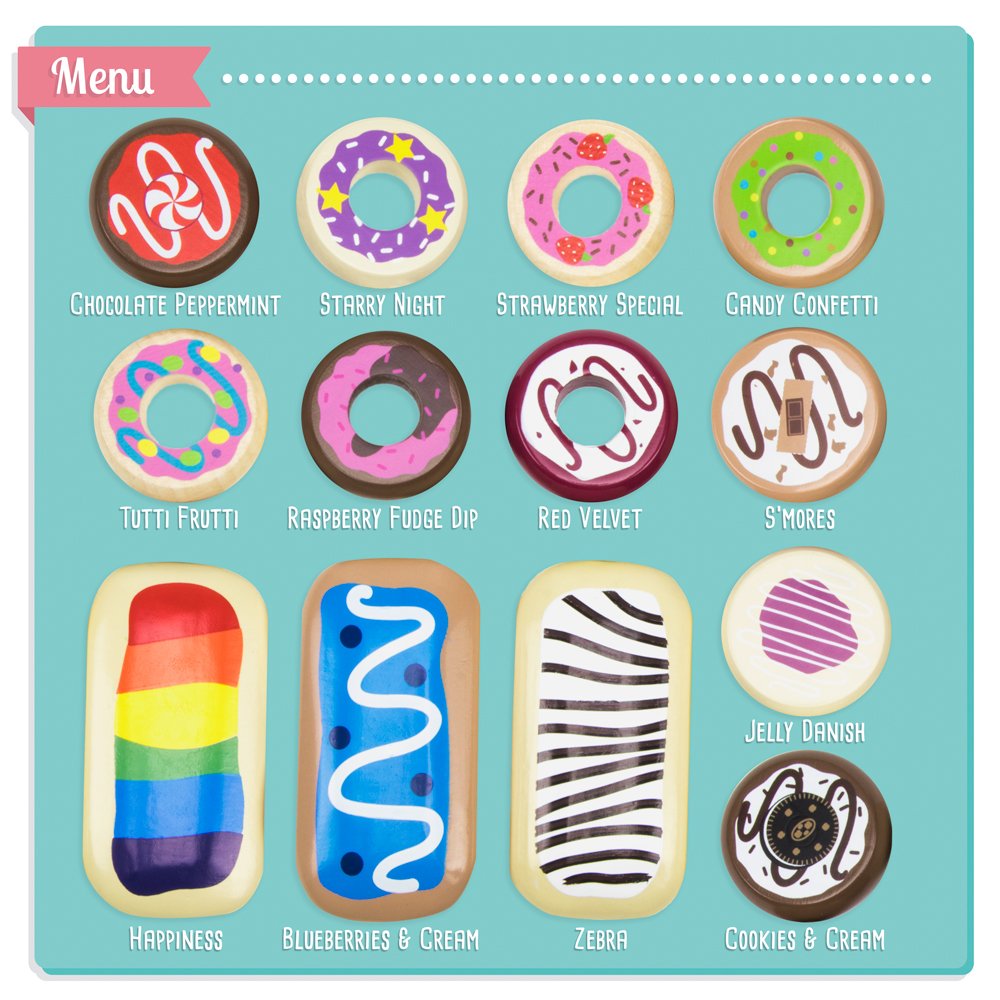 Classic variety wooden donuts by Imagination Generation invite storytelling