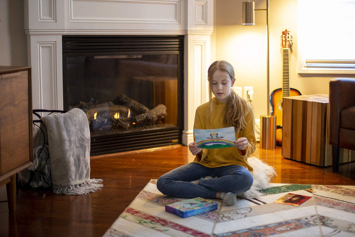 Imagine Meditation Cards for Kids guided imagery visuals for relaxing visualization exercises.