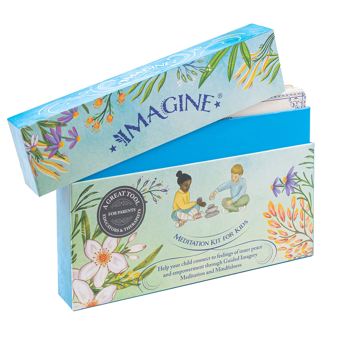 Imagine Meditation Kit for Kids guided imagery meditations inspire calm evenings.