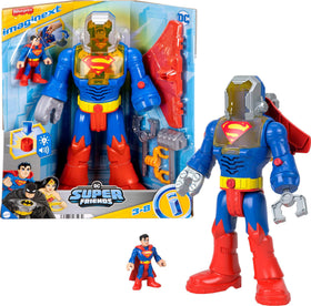 Imaginext DC Superman Exo Suit robot with lights and sounds for pretend play.