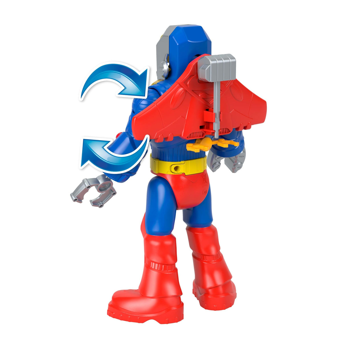 Exo Suit launches projectiles for action-packed play moments.