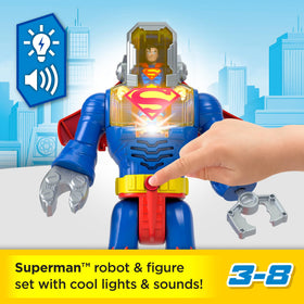 3-inch Superman figure fits inside the Exo Suit cockpit for roleplay.
