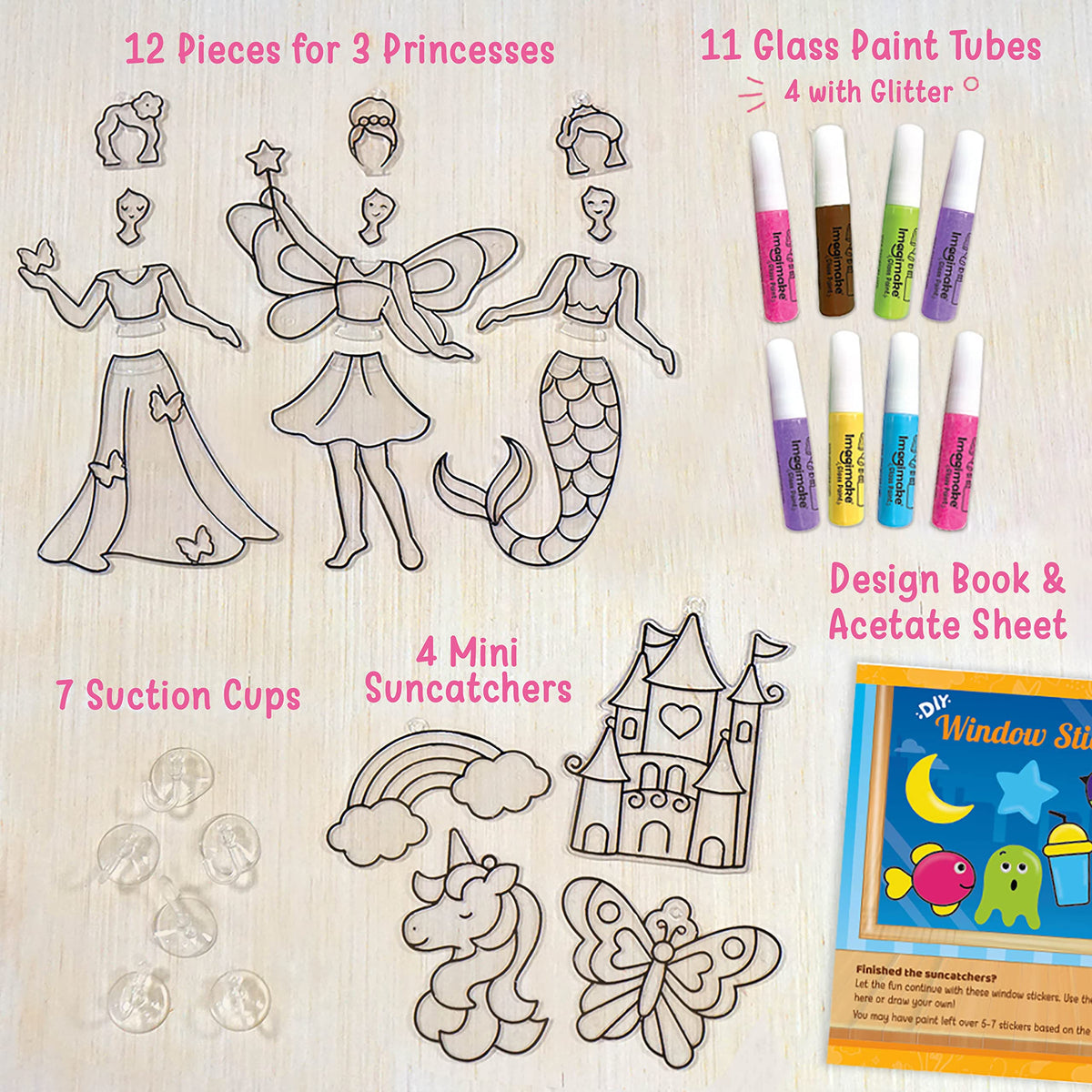 Imagimake Window Art Princess scene features interchangeable parts for endless designs