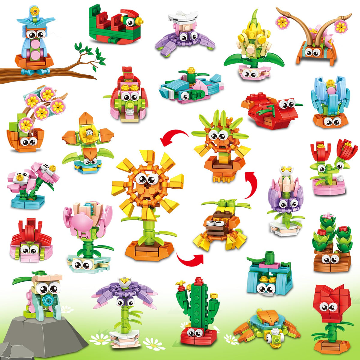IMCUAMK 36-pack valentines flower blocks for creative play and gifts