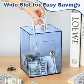 Imeepa deposit slot blue piggy bank enables quick, easy coin and bill contributions