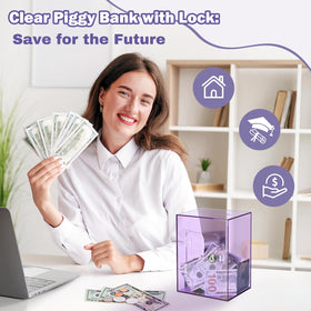Imeepa gift-ready piggy bank in purple suits family savings and donations.