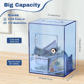 Imeepa locking mechanism blue piggy bank keeps funds secure and accessible