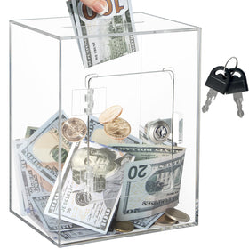 Imeepa piggy bank with lock – locked lid close-up shows clear visibility of savings.