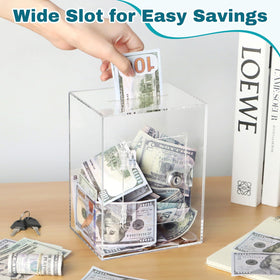 Imeepa piggy bank premium acrylic – durable, crystal-clear finish for any space.