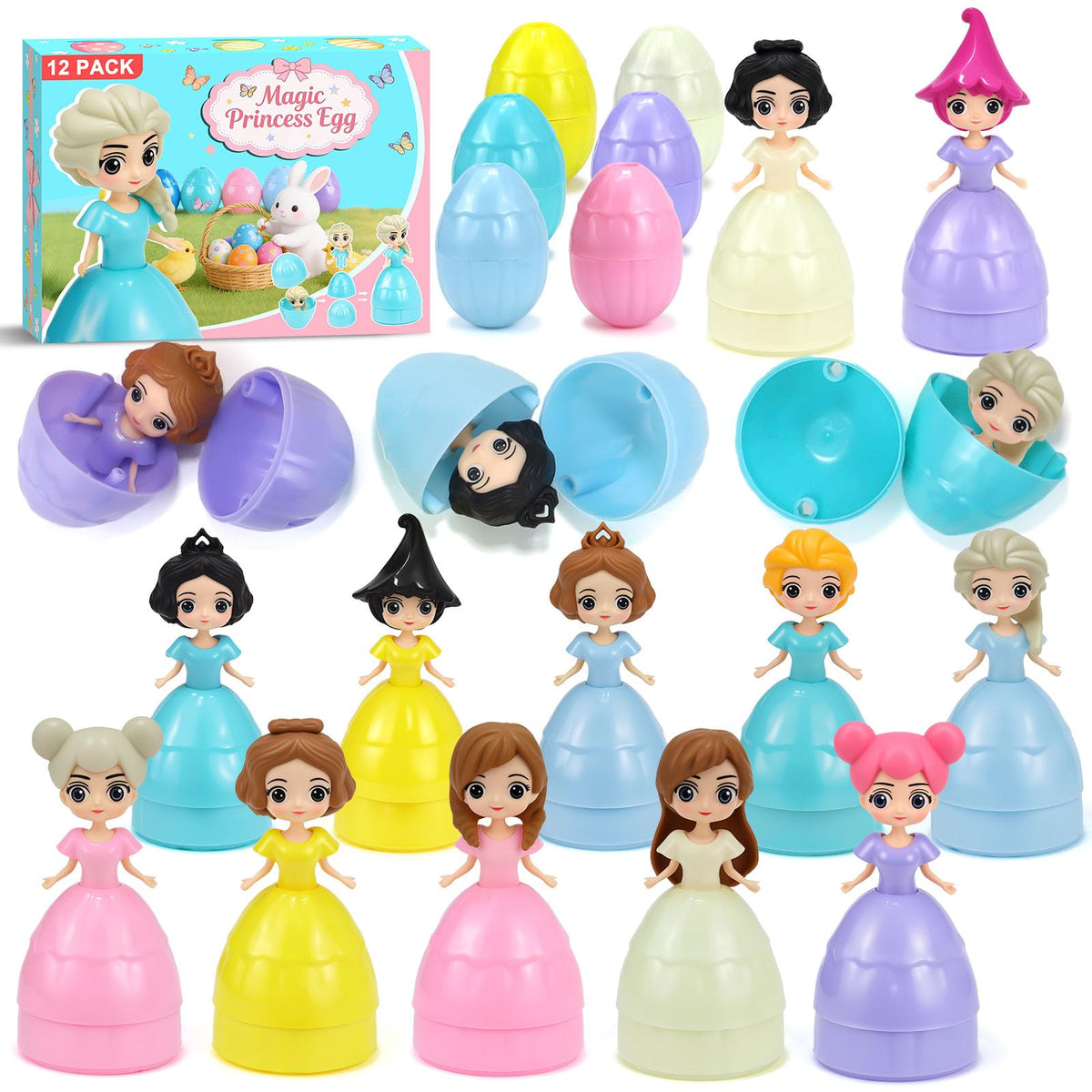 iMiibel princess eggs with assorted designs for exciting egg hunts.