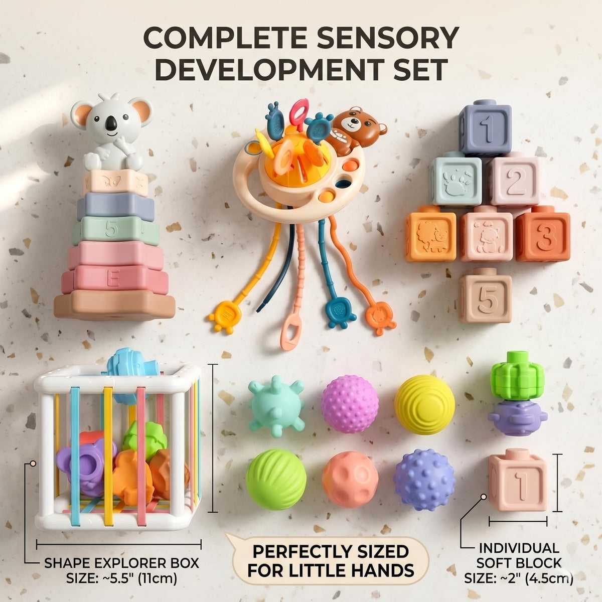 Imireux pull-string bear toy promotes grip strength and engaging tactile play