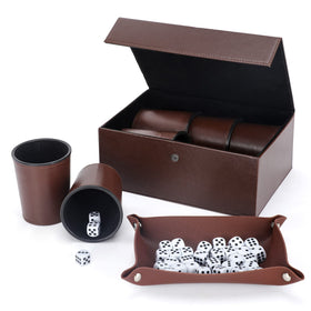 ImnBest party games leather dice cups with six cups for portable gaming.