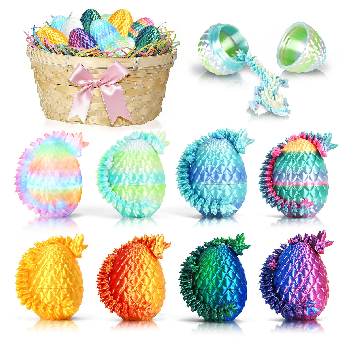 Impossmaker dragon egg 01 – 3D-printed dragon inside an egg, ideal for display.
