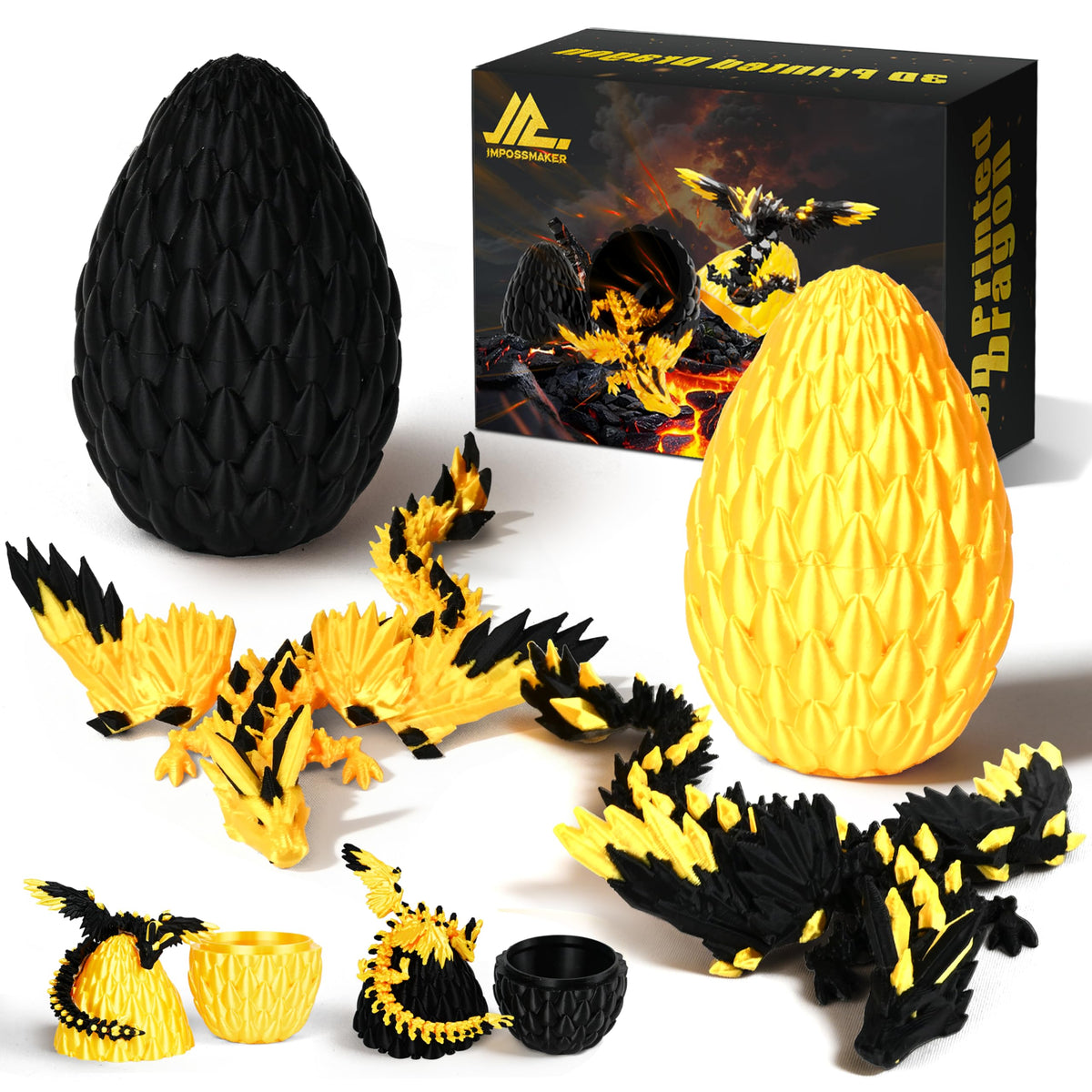 Impossmaker dragon egg black-gold dragon; durable, kid-safe keepsake for Easter.
