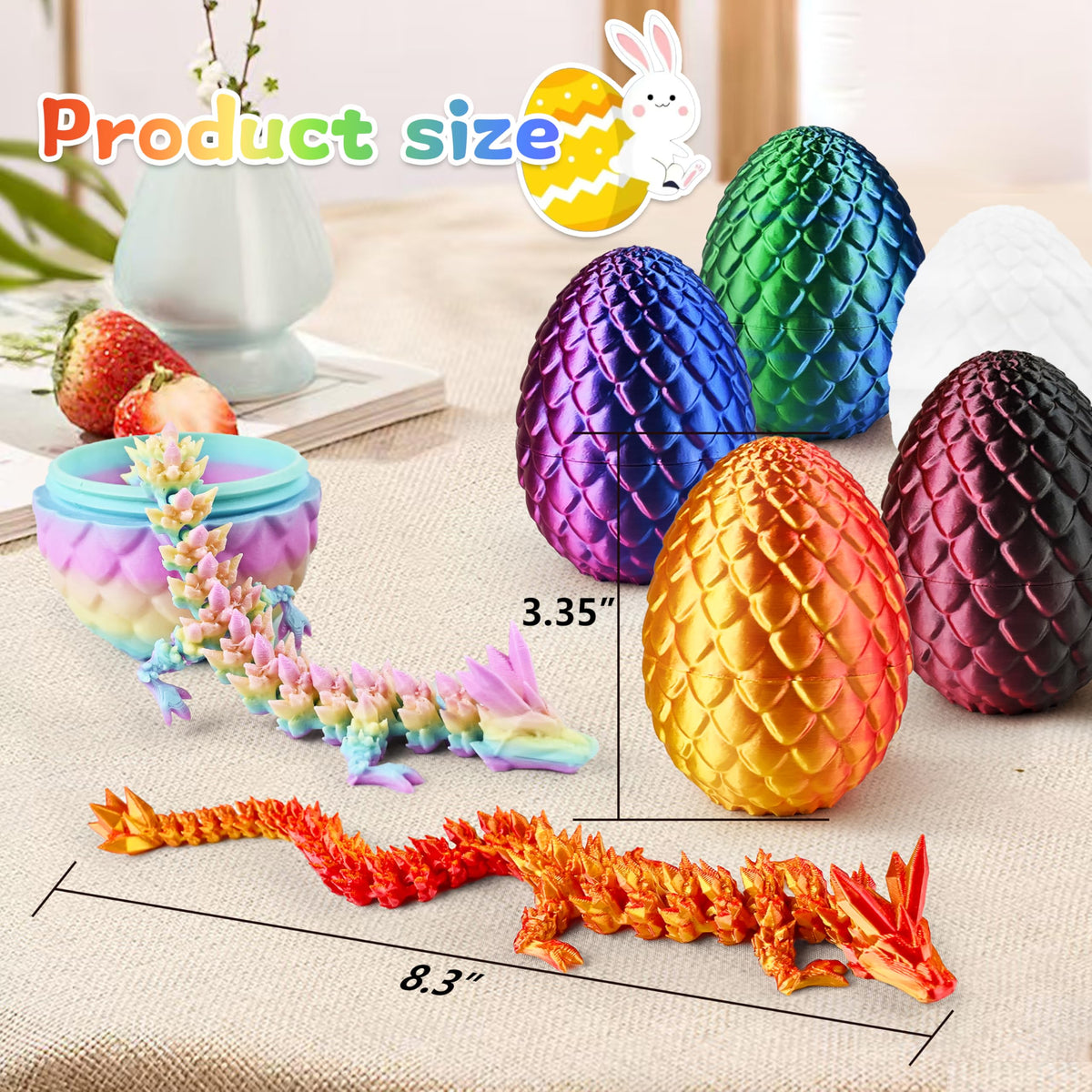 Impossmaker Easter dragon eggs articulated crystal dragon, poseable display piece for desk or shelf