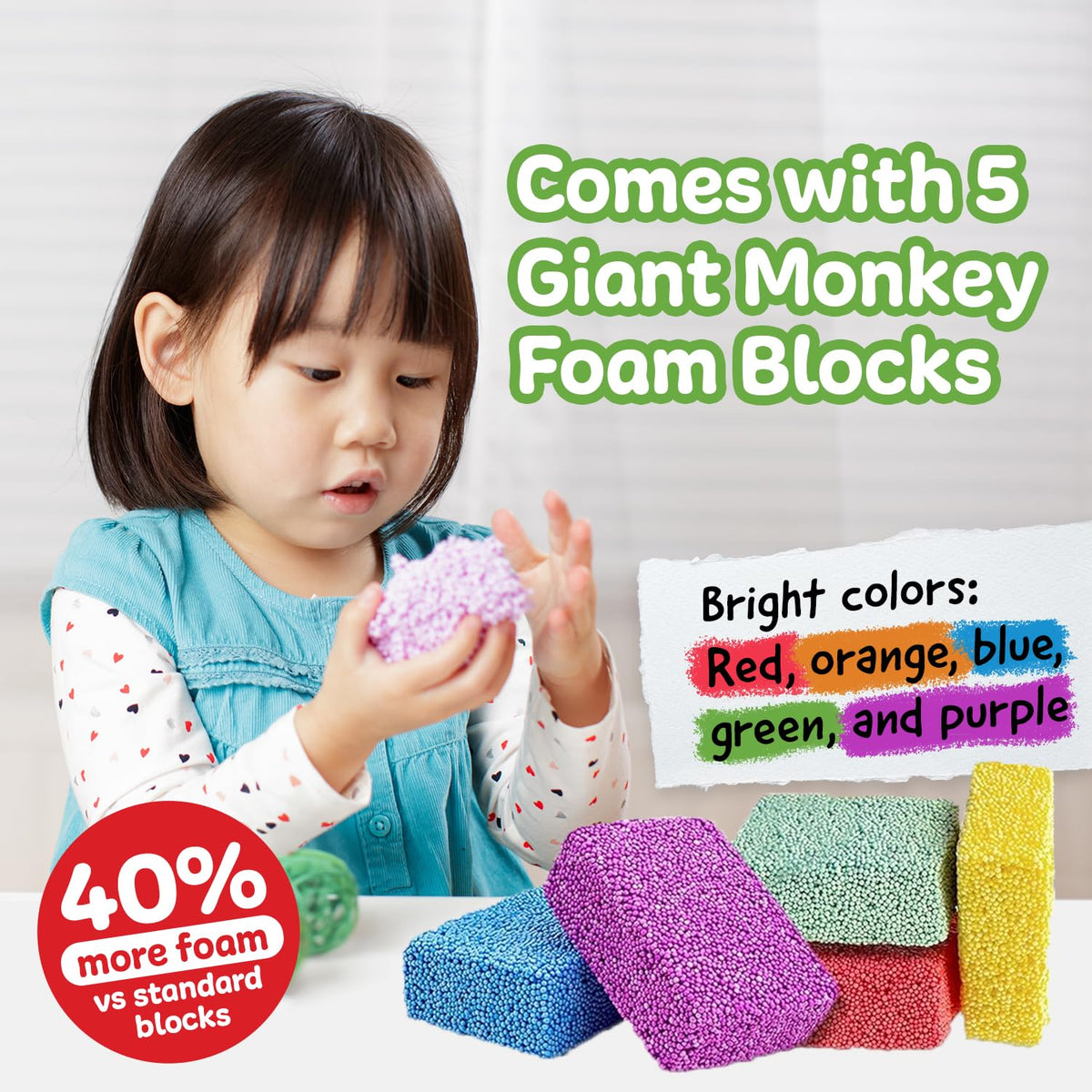 IMPRESA Monkey Foam blocks create animals and snowmen during imaginative play