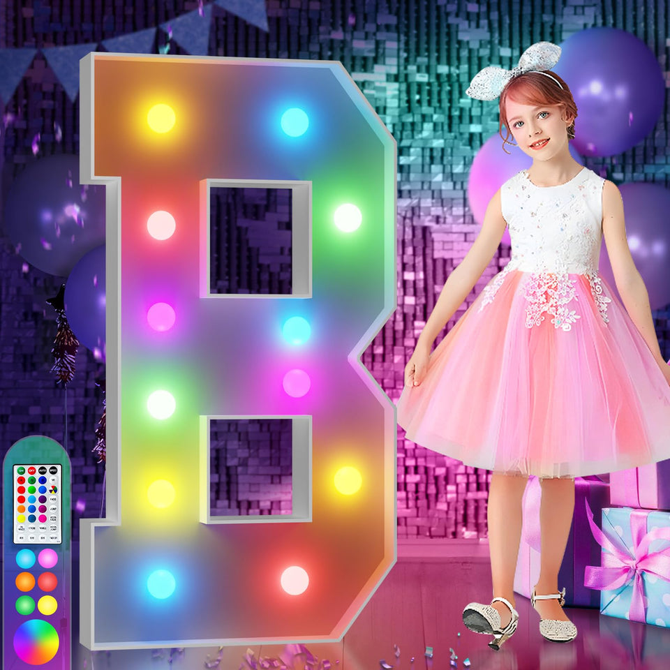 imprsv 4ft colorful marquee letter B as a bold party backdrop