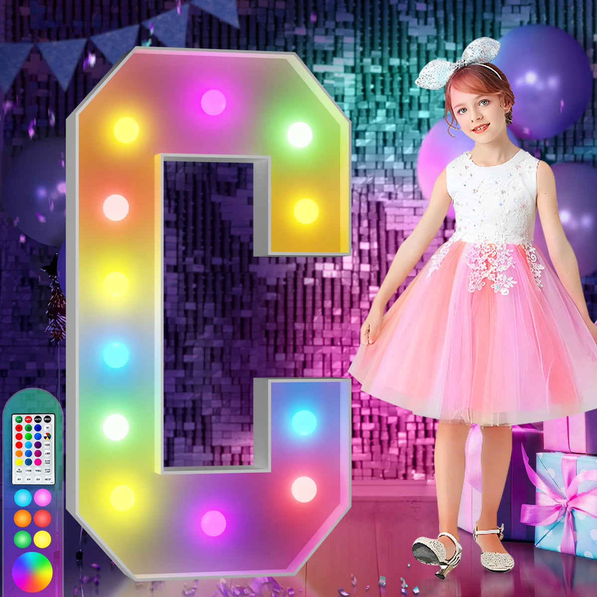 imprsv 4ft colorful marquee letters C glow bright for photos and party decor
