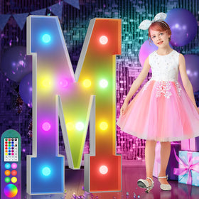 Imprsv 4ft colorful marquee letters M with remote for easy party lighting