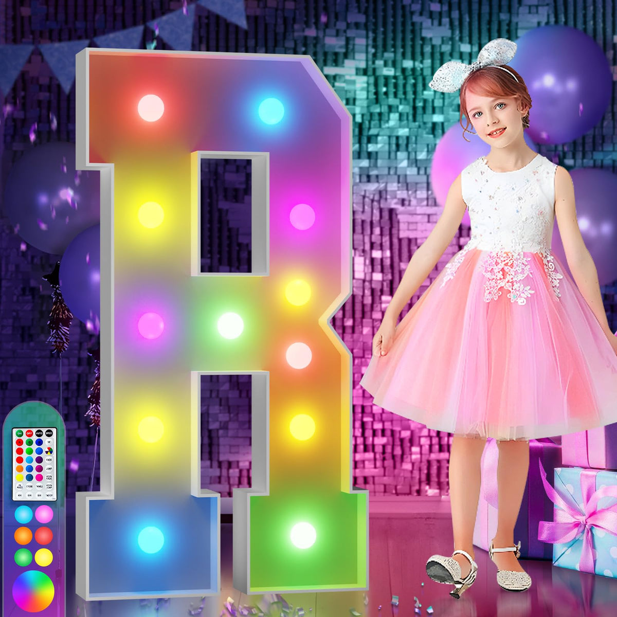 imprsv 4ft colorful marquee letters R glow for vibrant birthday décor