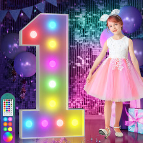 imprsv 4ft colorful marquee number lights with remote for vibrant party decor