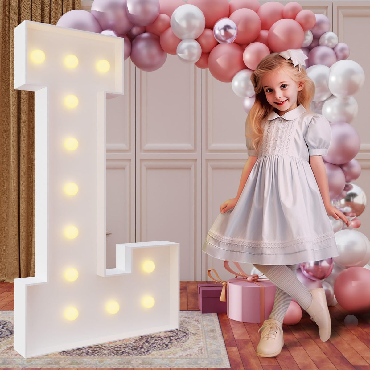 imprsv 4ft marquee letter L glowing centerpiece for birthdays and weddings