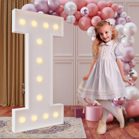 imprsv 4ft marquee letter I illuminated as wedding backdrop