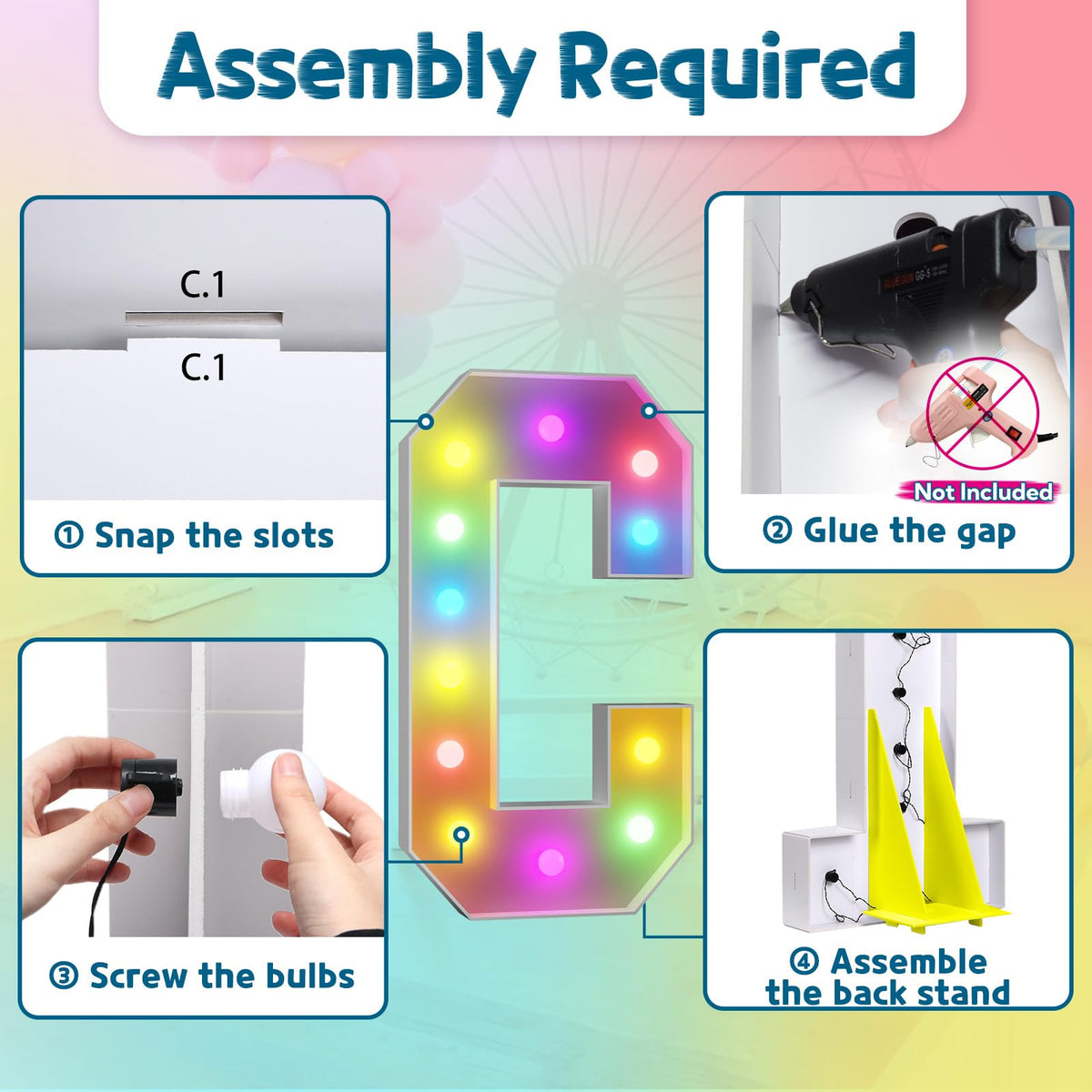 imprsv assembly-ready letters shown with hot glue setup