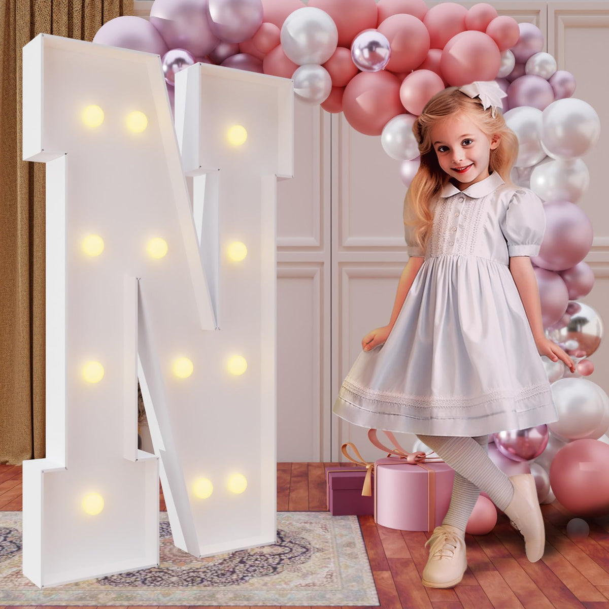 imprsv Letter N front view, bold centerpiece for birthdays and events