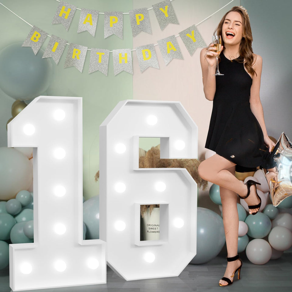 imprsv marquee numbers 3ft 16th birthday backdrop glows for memorable photos
