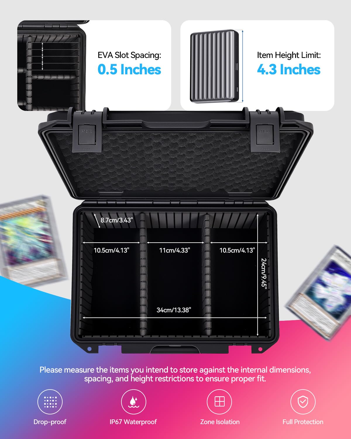 INCHOICASES card case adjustable EVA dividers organize cards securely