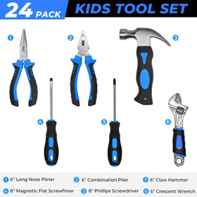 INCLY 24 PCS kids tool set wrench helps kids practice basic construction skills。