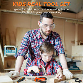 INCLY safety gear set with gloves and glasses to protect little workers.