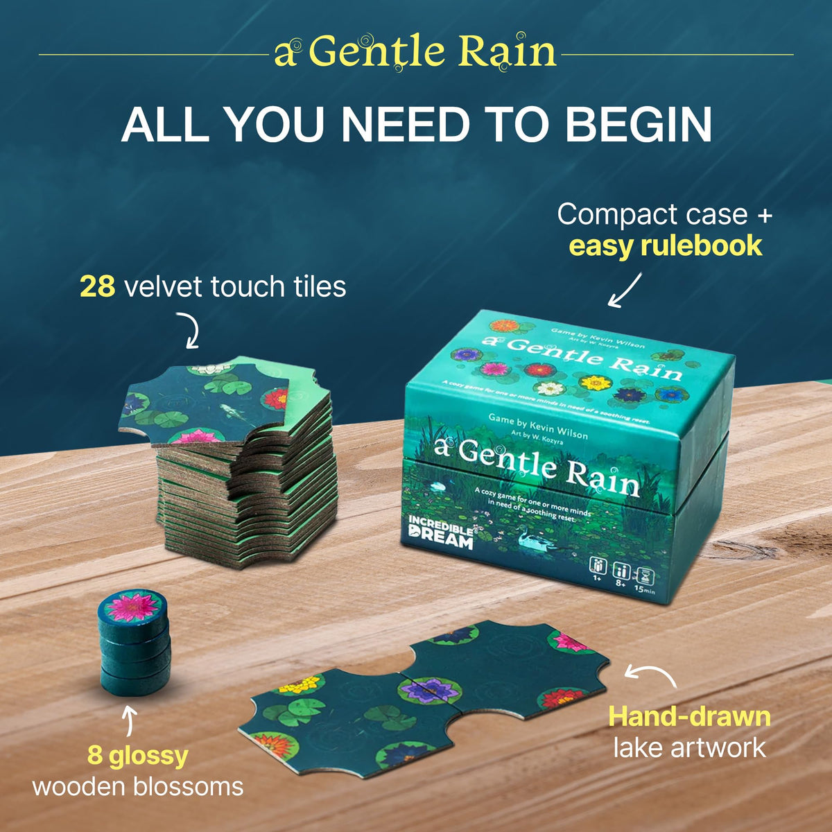 Incredible Dream A Gentle Rain tranquil lake artwork enhances focus during quiet sessions.